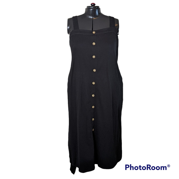 AVA VIV Plus Size Black Gauzy Sleeveless Midi Dress Size 3X NWT - Picture 1 of 5